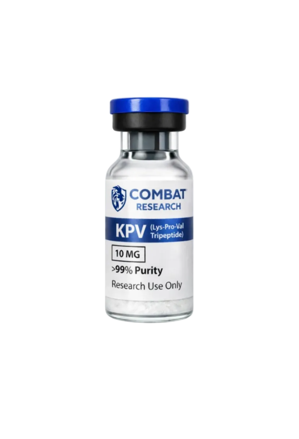 Combat Research KPV peptide vial on a white background